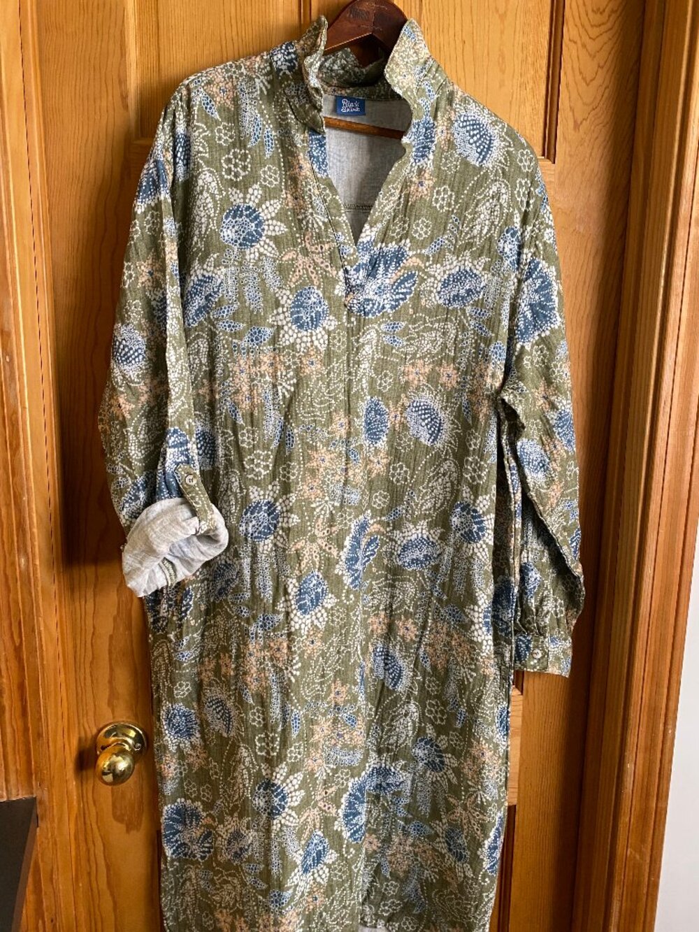 Rip Skirt Hawaii Travel Dress Womens XXL Long La Boheme Olive Green Beach Gauze - Picture 2 of 7